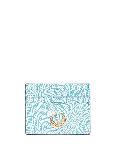 Shop Fendi Ff Vertigo Logo Cardholder In Blue