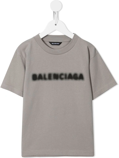 Shop Balenciaga Logo-print Short-sleeve T-shirt In Grey
