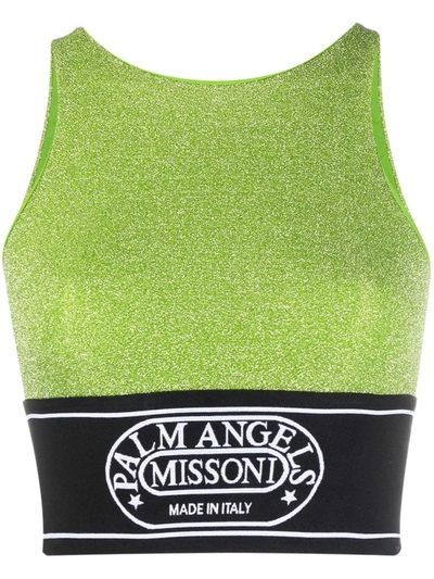 Shop Palm Angels X Missoni Logo-waistband Sports Bra In Green