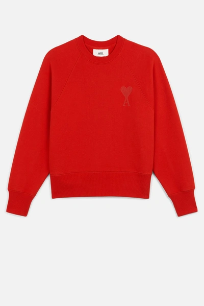 Shop Ami Alexandre Mattiussi Ami De Coeur Sweatshirt In Red