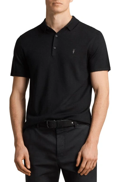 Shop Allsaints Mode Slim Fit Merino Wool Polo In Black