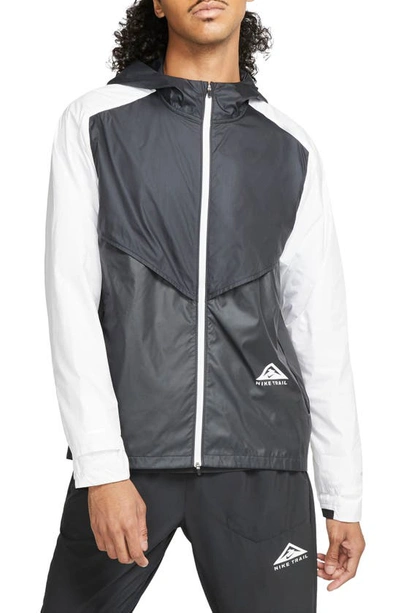 Shop Nike Windrunner Packable Jacket In Black/ Dk Smoke Grey/ White