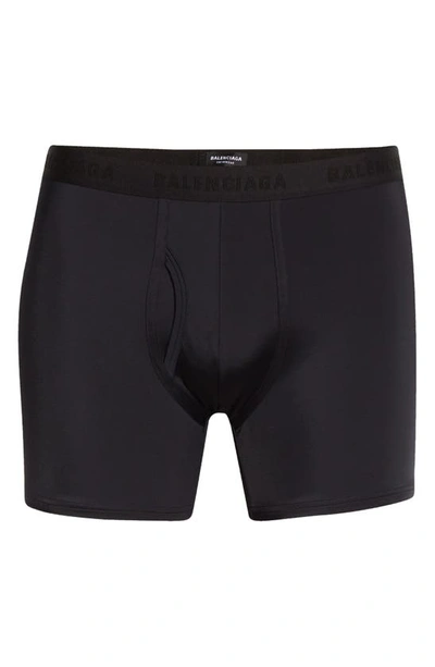 Shop Balenciaga Fitted Swim Trunks In Black