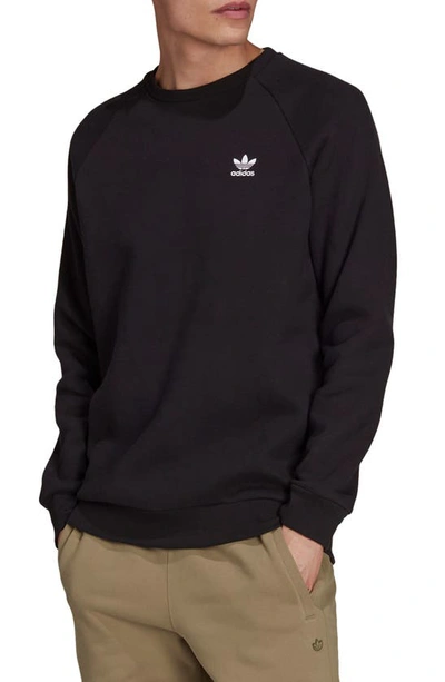 Shop Adidas Originals Adicolor Essentials Trefoil Crewneck Sweatshirt In Black