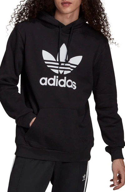 Shop Adidas Originals Adicolor Classics Trefoil Hooded Sweatshirt In Black/white