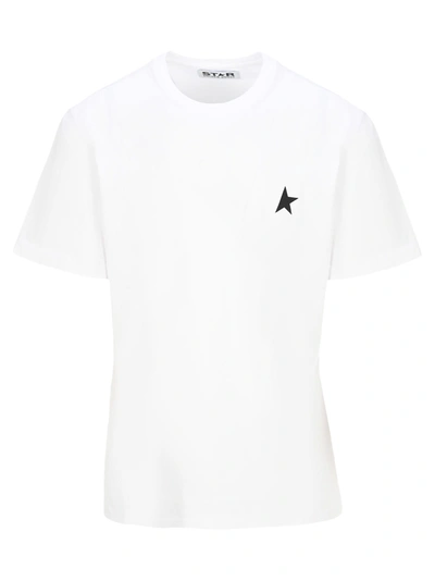 Shop Golden Goose White Star Collection T-shirt With Black Star On The Front