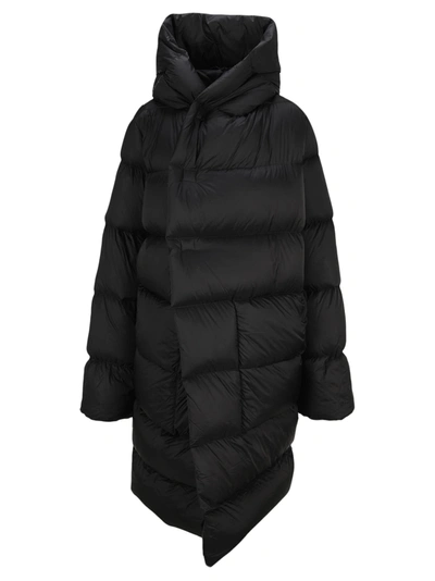 Shop Rick Owens Black Ls Hooded Liner Coat
