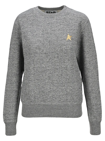 Shop Golden Goose Melange Gray Athena Star Collection Sweatshirt With Gold Star On The Front In Grey Melange