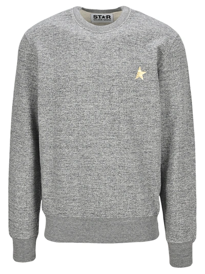 Shop Golden Goose Melange Gray Archibald Star Collection Sweatshirt With Gold Star On The Front In Grey