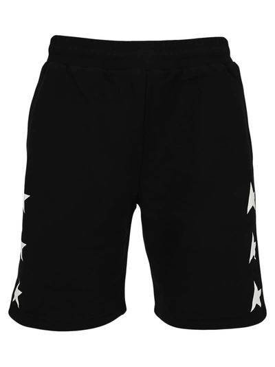 Shop Golden Goose Black Diego Star Collection Bermuda Shorts With Contrasting White Stars