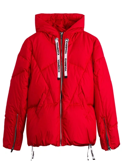 Shop Khrisjoy Kids Hooded Down Jacket In Red