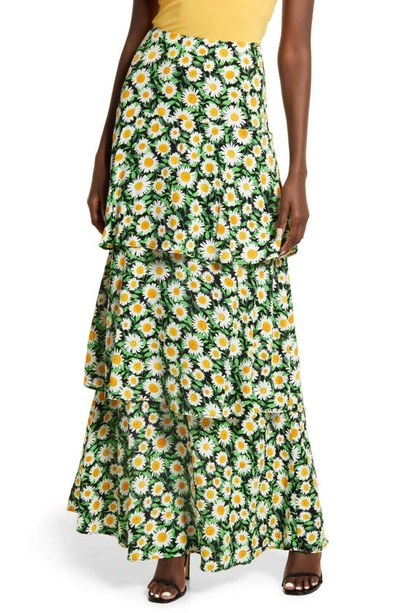 Shop Afrm Sabine Tiered Maxi Skirt In Spring Daisy