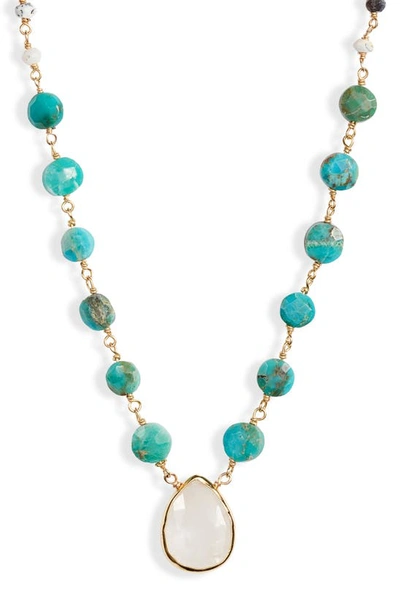 Shop Ela Rae Semiprecious Stone Pendant Necklace In Turquoise