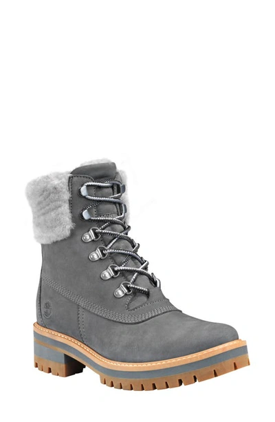 Timberland Women's Courmayeur Valley Shearling Waterproof Cold-weather Boots  In Medium Grey Nubuck Leather | ModeSens