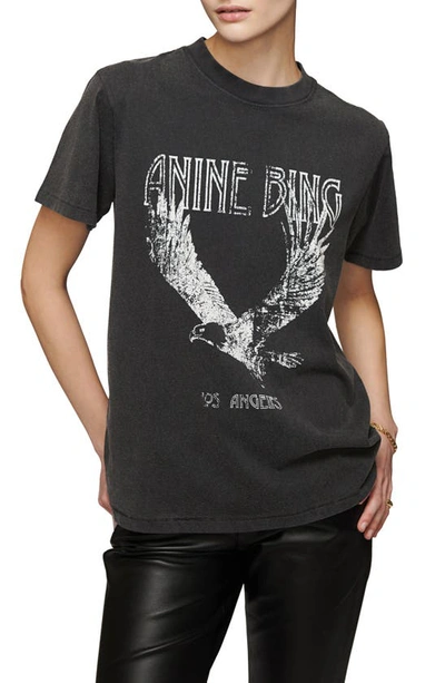 Shop Anine Bing Lili Graphic Tee In Washed Black Eagle
