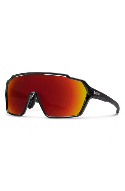 Shop Smith Shift Mag 99mm Shield Sunglasses In Black/ Chromapop Red Mirror