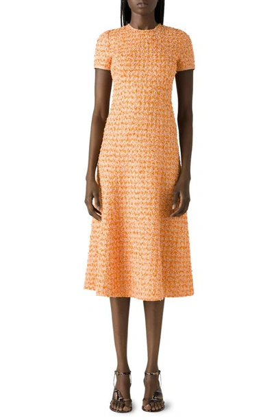 St John Transparent Textured Tweed Knit Dress In Oram