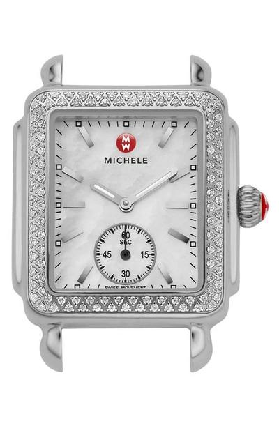 Shop Michele Deco 16 Diamond Watch Head, 29mm X 31mm In Silver