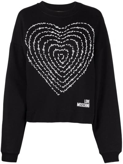 Shop Love Moschino Logo-print Cotton Sweatshirt In Schwarz