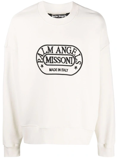 Shop Palm Angels X Missoni Heritage-logo Sweatshirt In Nude