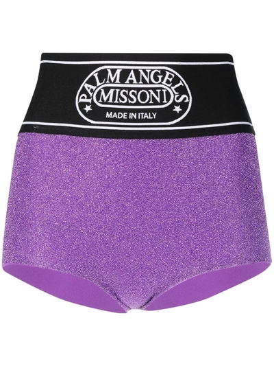 Shop Palm Angels X Missoni Logo-waistband Shorts In Violett