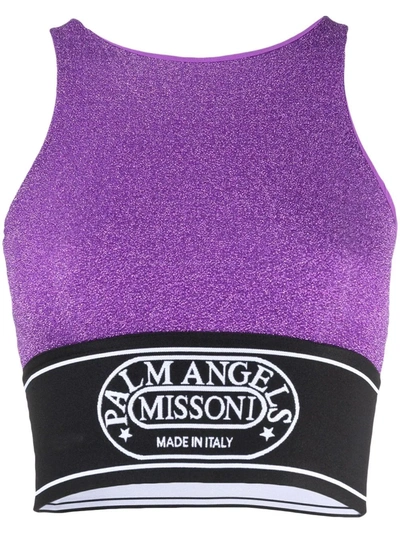 Shop Palm Angels X Missoni Logo-waistband Sports Bra In Violett