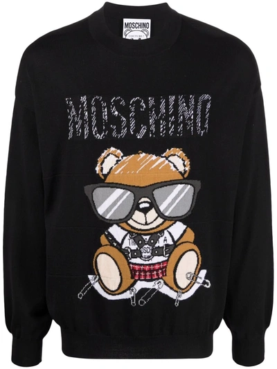 Shop Moschino Teddy Bear Print Sweater In Schwarz