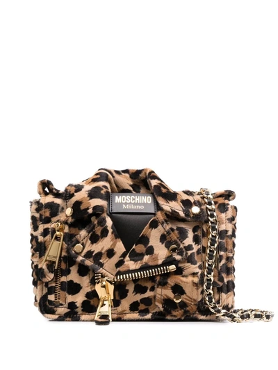 Moschino leopard-print Leather Biker Jacket - Farfetch