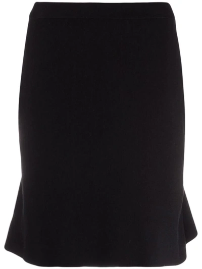 Shop Bottega Veneta Peplum-hem Knitted Skirt In Black