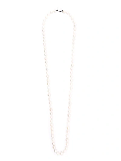 Shop Monies Long Pearl Necklace In Weiss