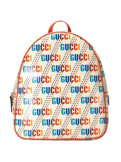 Shop Gucci Logo-print Zip-fastening Backpack In Weiss