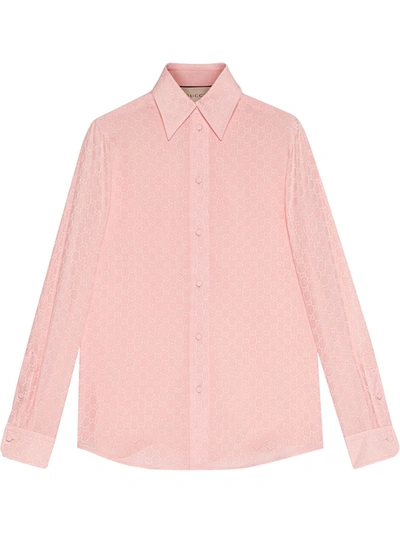 Shop Gucci Gg Crêpe De Chine Shirt In Rosa