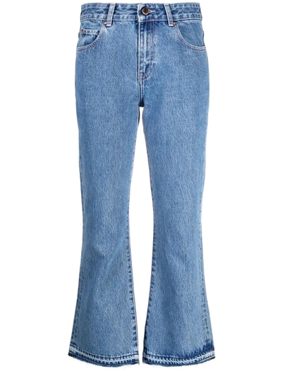 Shop Red Valentino Cropped Flared Jeans In Blau