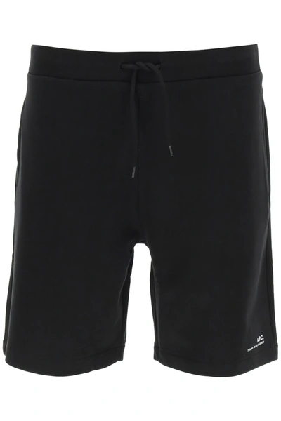 Shop Apc Logo Print Shorts In Black