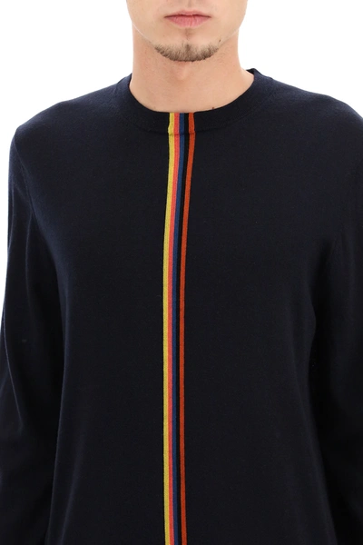Shop Paul Smith Artisy Stripe Wool Sweater In Blue