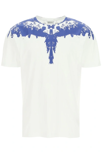 Shop Marcelo Burlon County Of Milan Tempera Wings T-shirt In White,blue