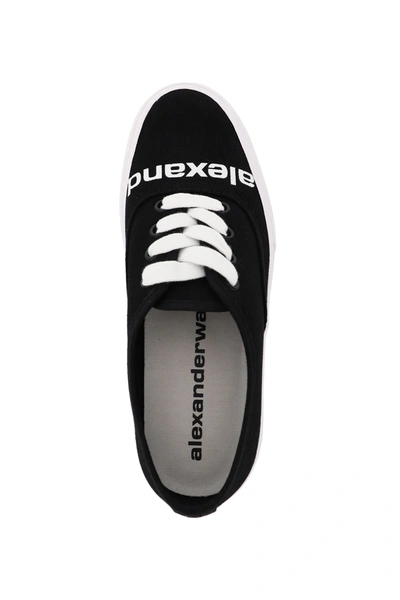 Shop Alexander Wang Logo Sneakers In Black,white