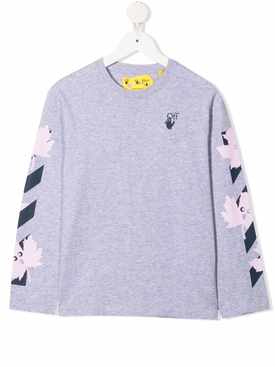 Off-white Marker Logo-print Cotton T-shirt In 灰色