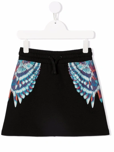 Shop Marcelo Burlon County Of Milan Wings-print Straight-leg Miniskirt In 1049 Black Blue