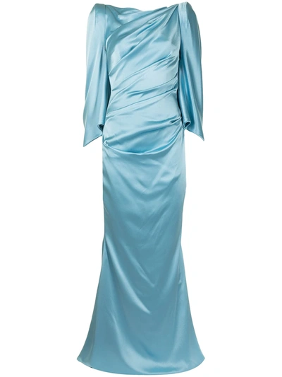 DRAPED-BACK SATIN GOWN