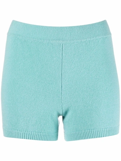 Shop Ami Amalia Knitted Fitted Shorts In 蓝色