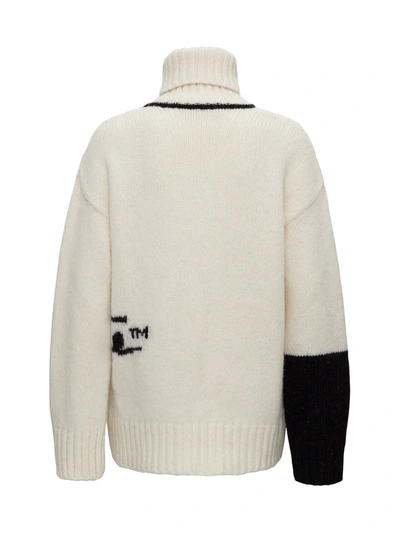 Shop Off-white Sweater With Inlaid Logo In White