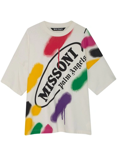 Shop Palm Angels X Missoni Sport Large Print T-shirt In Weiss