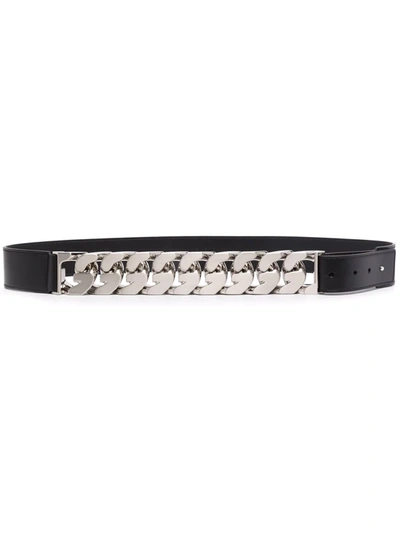 Shop Givenchy Chain-link Leather Belt In Schwarz