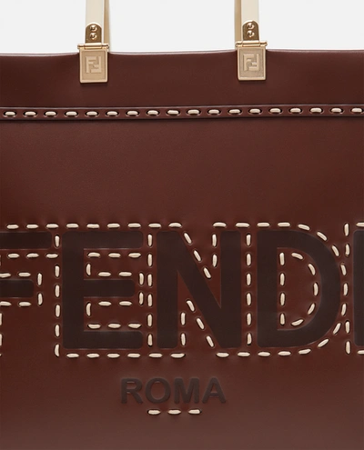 Fendi Sunshine Stitch Detailing Tote Bag In Brown