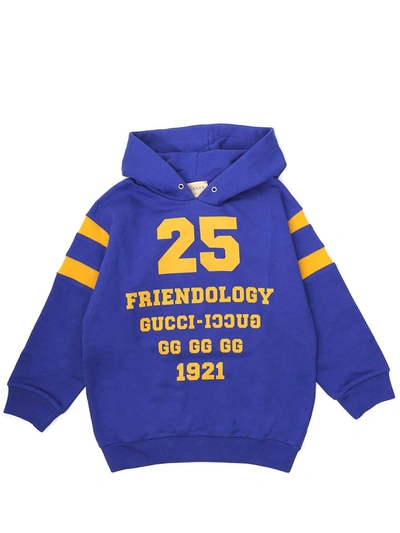 Shop Gucci Kids 1921 Friendology Hoodie In Blue