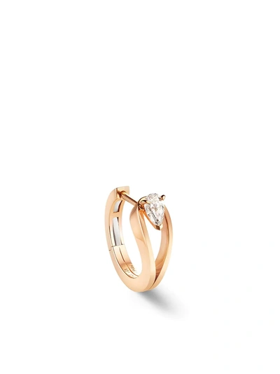 Shop Repossi 18kt Rose Gold Serti Inversé Small Diamond Hoop Earring In Rosa