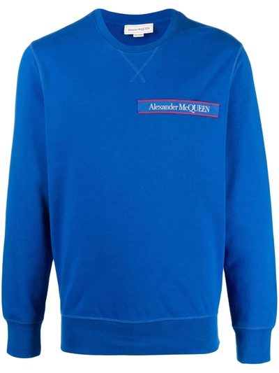 Shop Alexander Mcqueen Logo-patch Sweatshirt In Blau