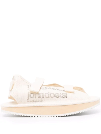 Shop Suicoke Stamped Canvas Sandals In Nude