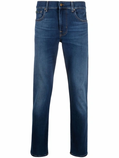 Shop 7 For All Mankind Mid-rise Straight-leg Jeans In Blau